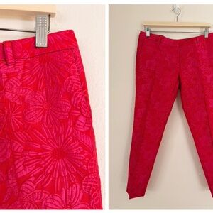 Floral Red Capris
